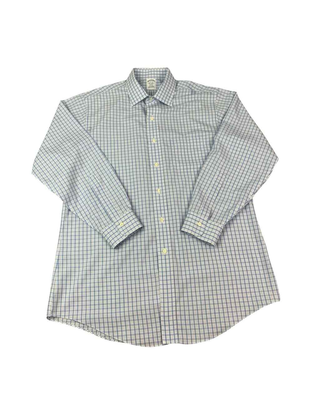 Brooks Brothers Regent Long Sleeve Shirt 1818 Blue Check, Men’s Size 16/32